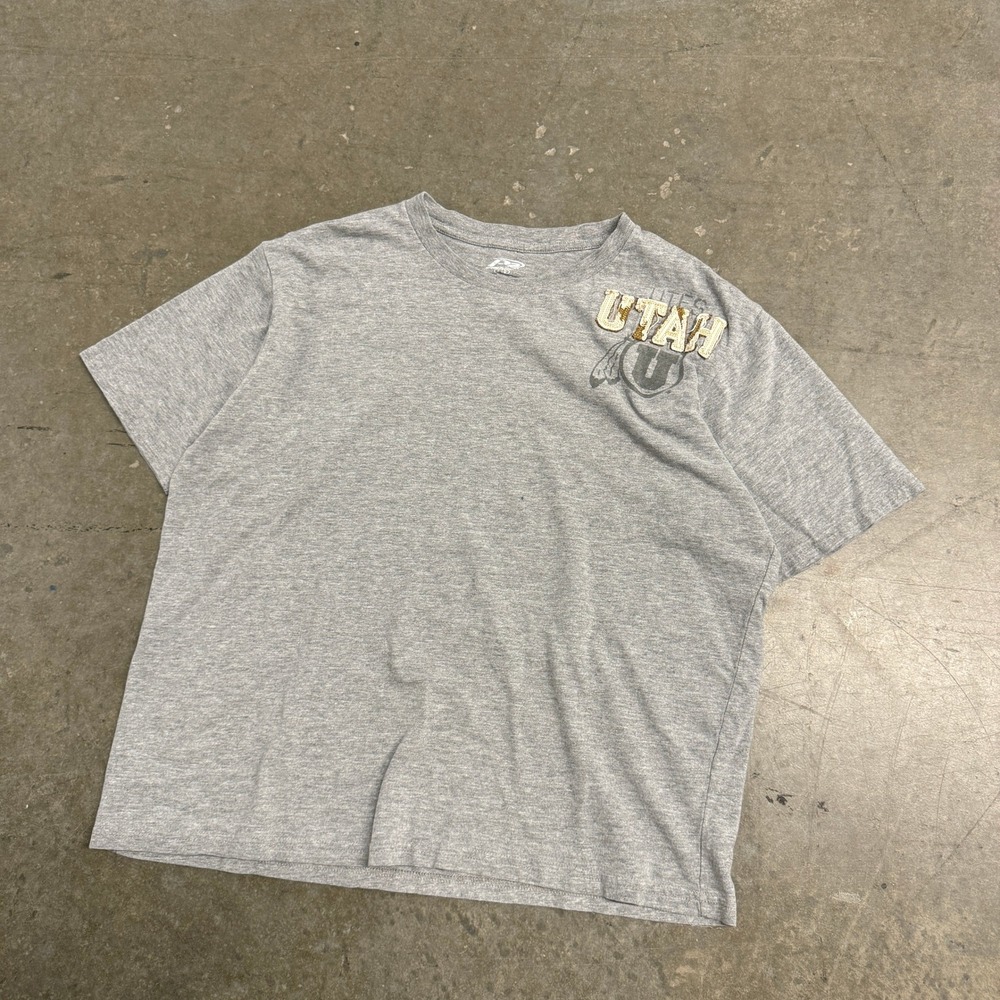 Pro Player Utah Utes Mens Gray Sequin Logo Graphic T-Shirt XL Collegiate Tee